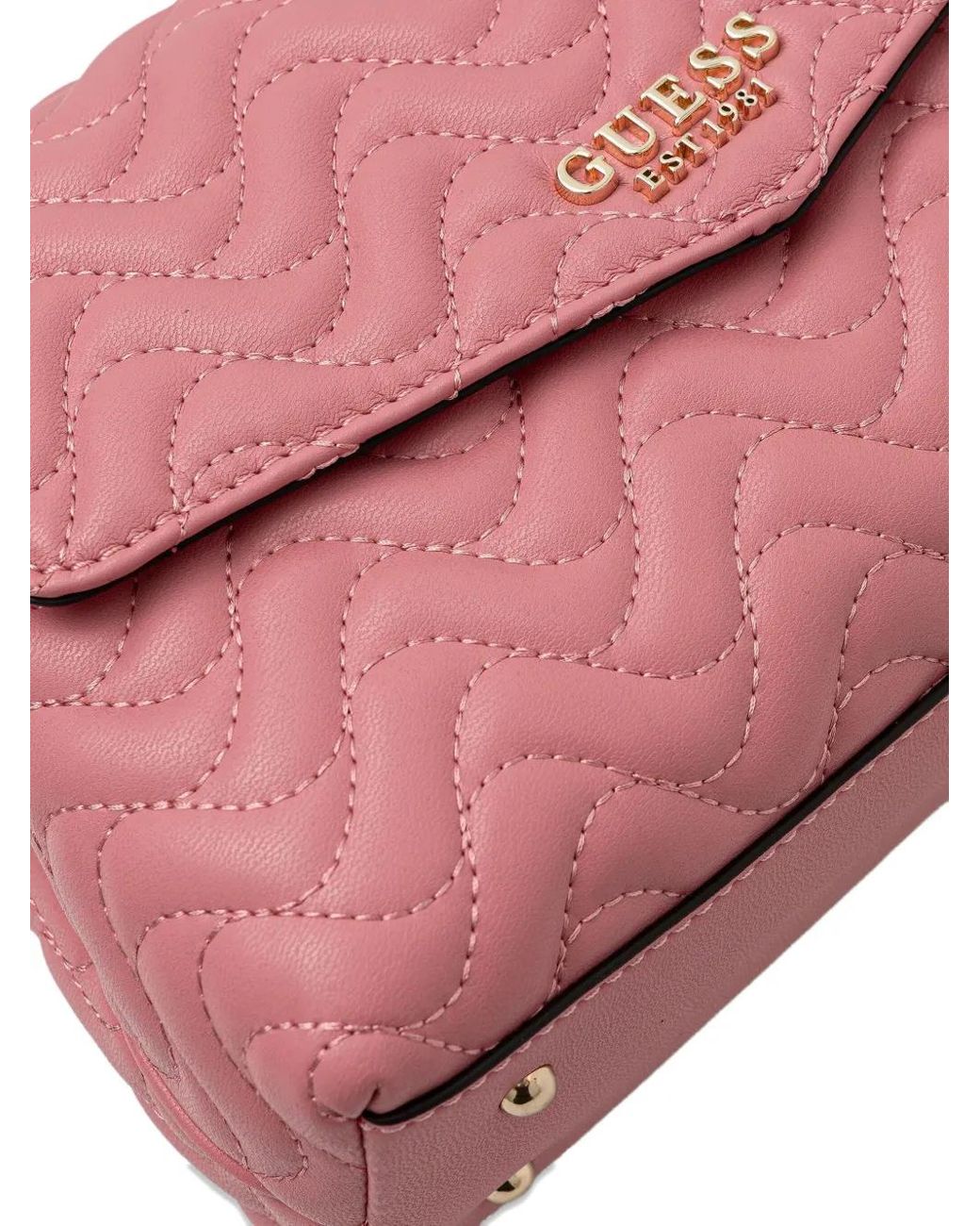Guess Pink Quilted Chain-Strap Cross Body Bag
