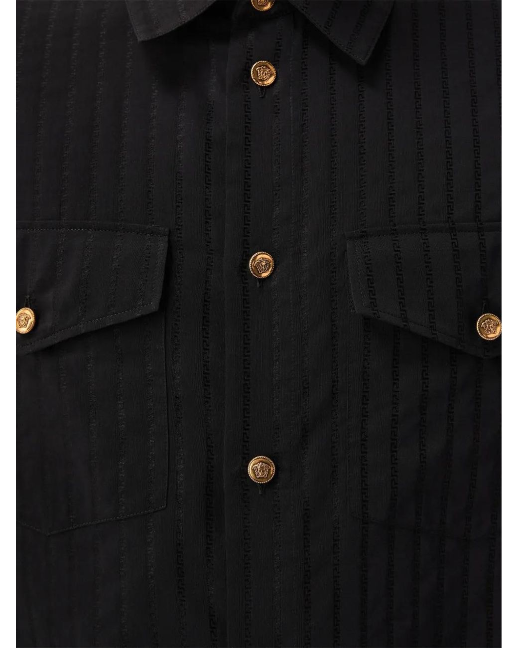 Versace Black Chemise Régulière En Jacquard Coton-Soie for men