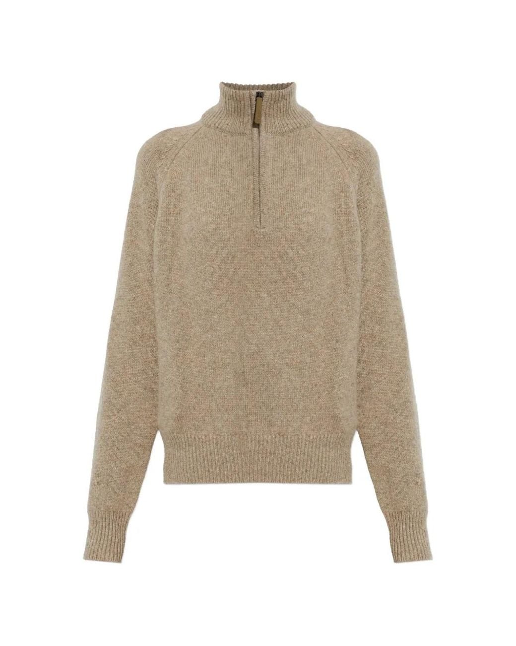 Sease Natural Quarter-Zip Cashmere Sweater