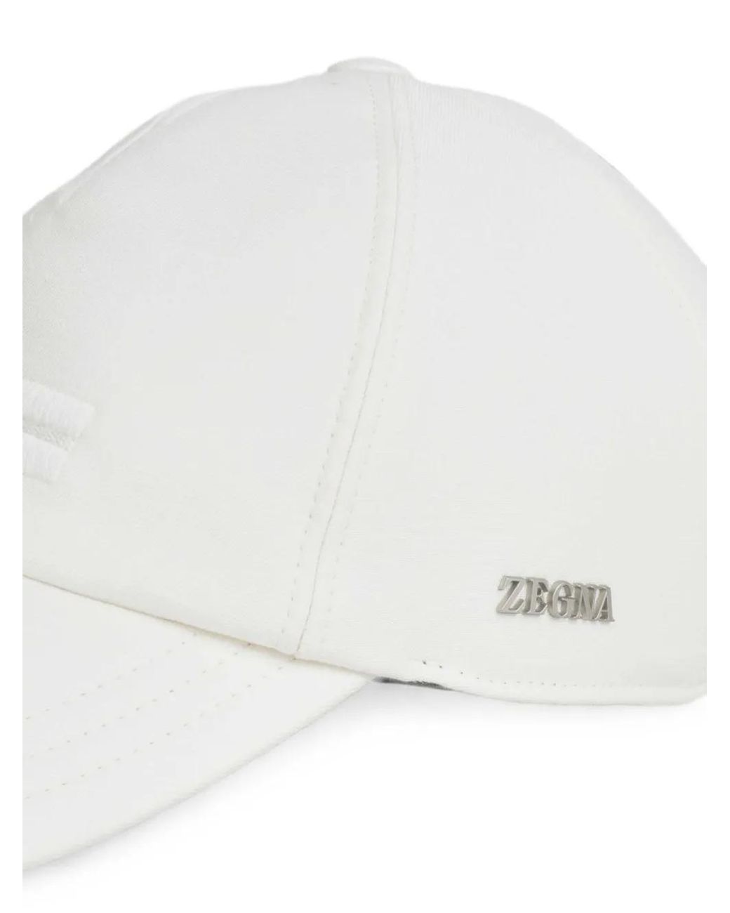 Zegna White Embroidered-Stripe Cotton Cap for men