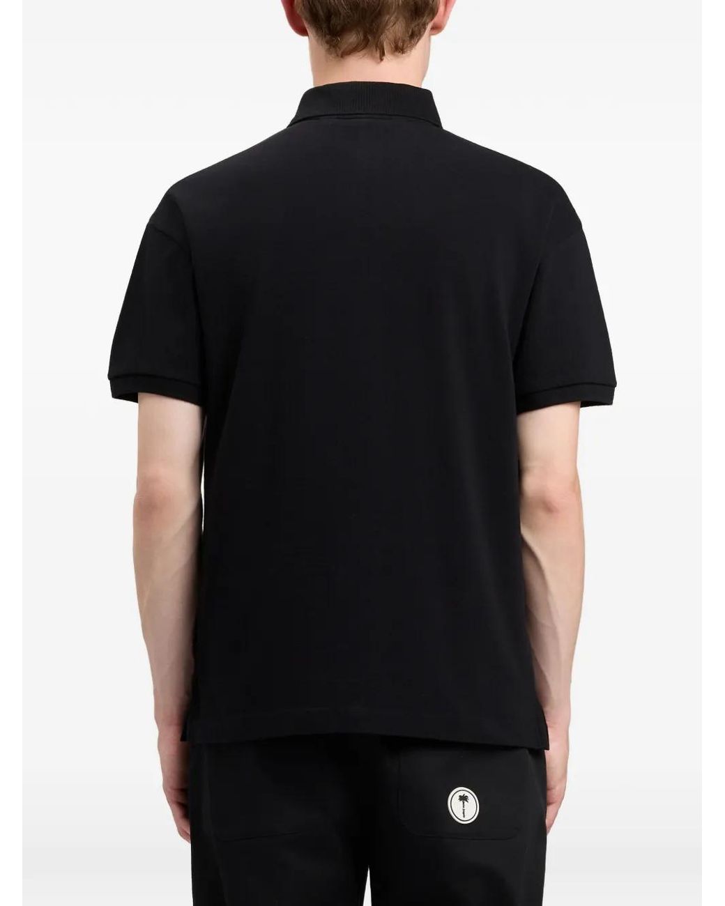Palm Angels Black Curved Logo Polo S/S for men