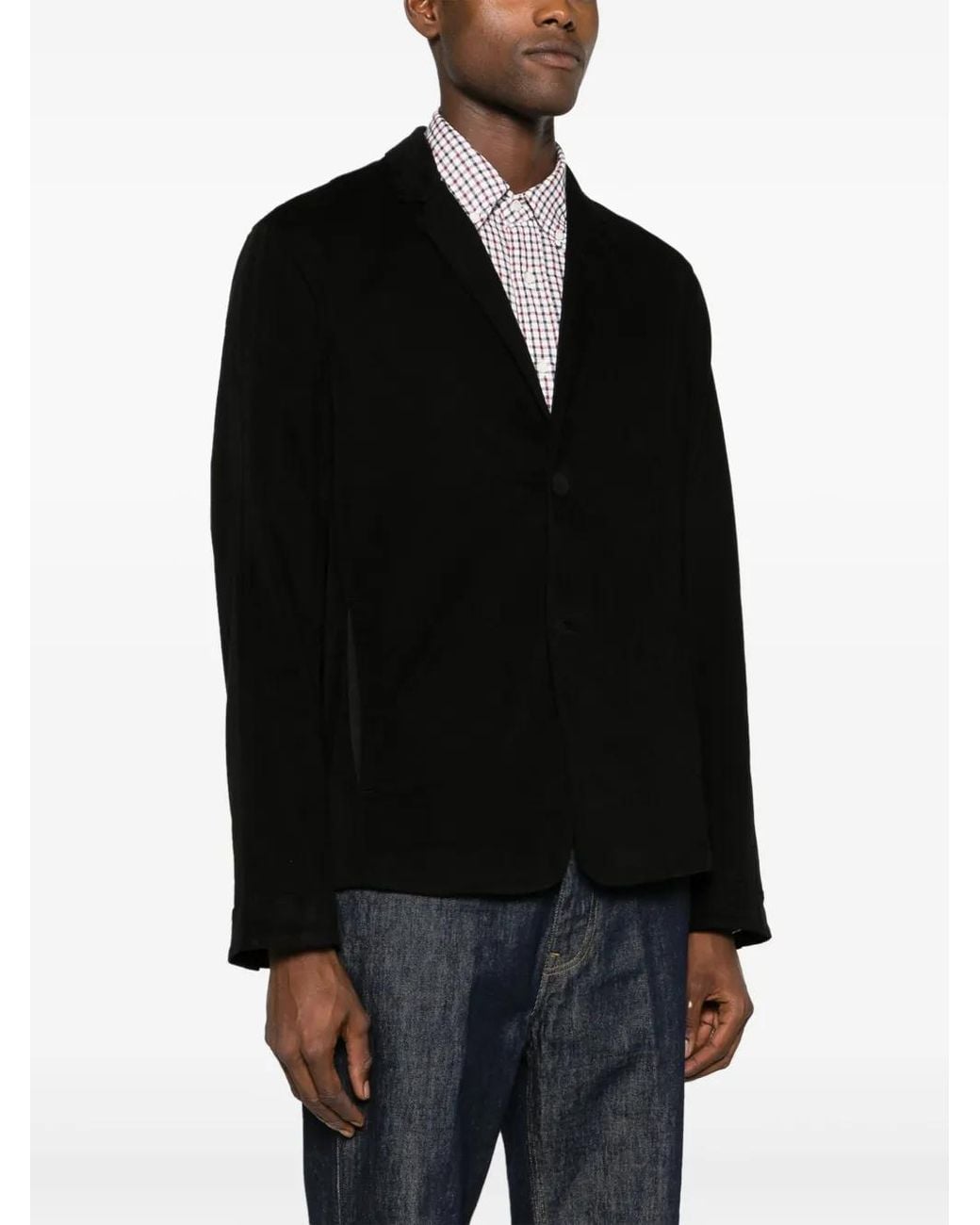 Transit Black Single-Breast Notched-Lapel Blazer for men