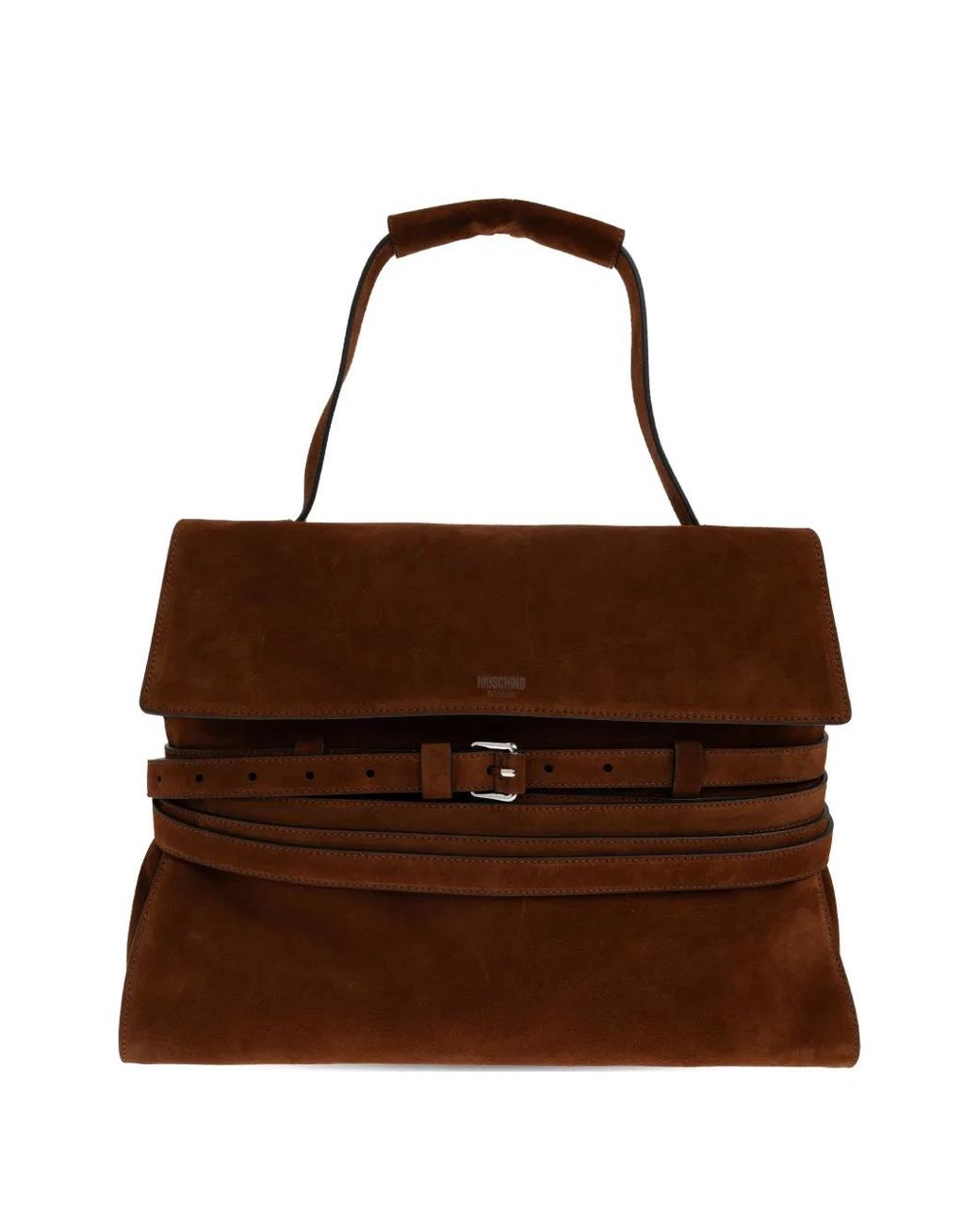 Moschino Brown Belted Top-Handle Tote Bag