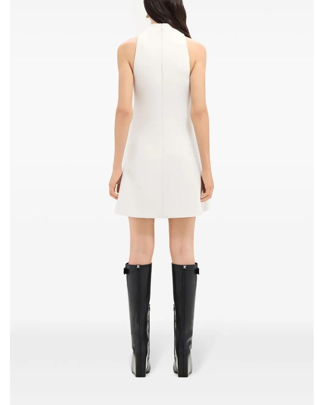 Courreges White Sleeveless Twill A-Line Dress