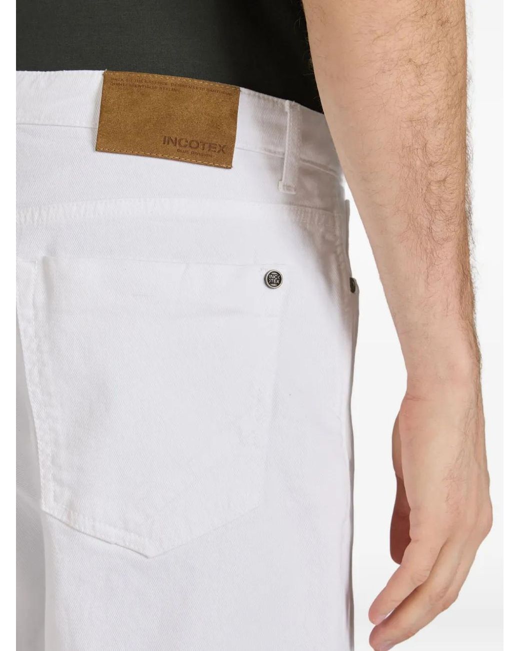 Slowear White Logo-Patch Straight-Leg Jeans for men