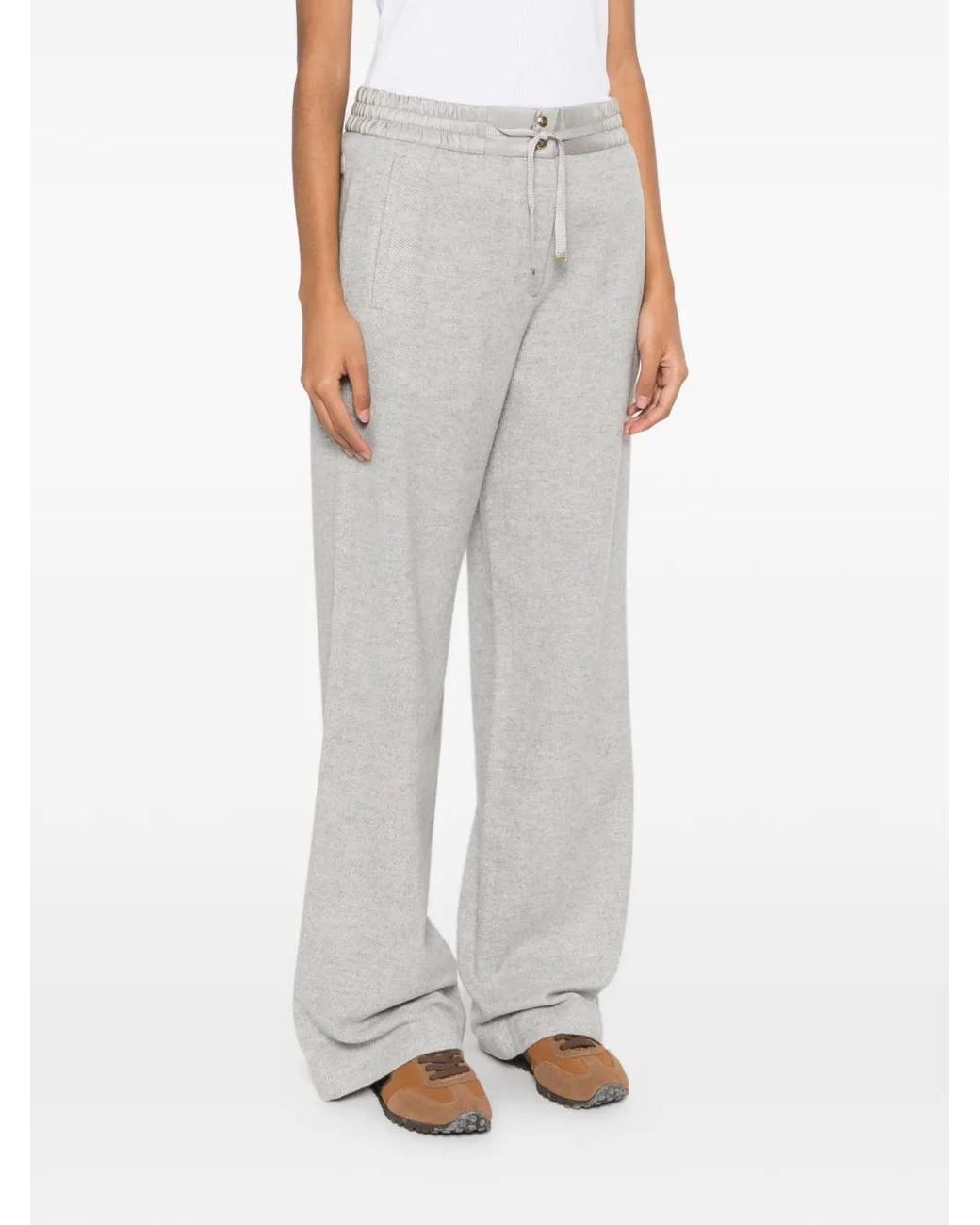 Moncler White Drawstring Wide-Leg Track Pants