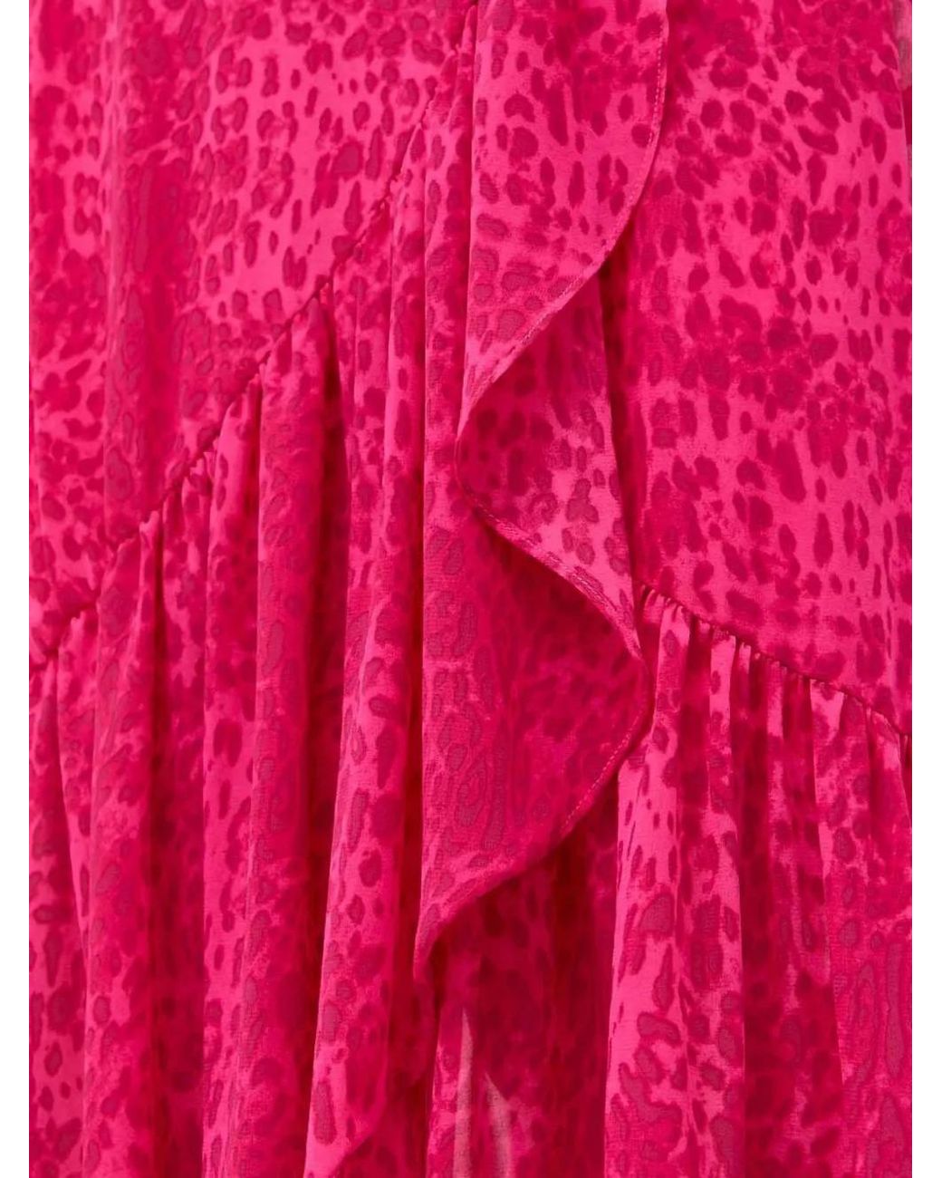 Morgan Pink Ruffled Animal-Print Midi Skirt