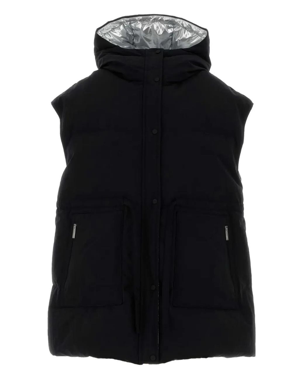 Herno Black Laminar Hooded Sleeveless Down Jacket