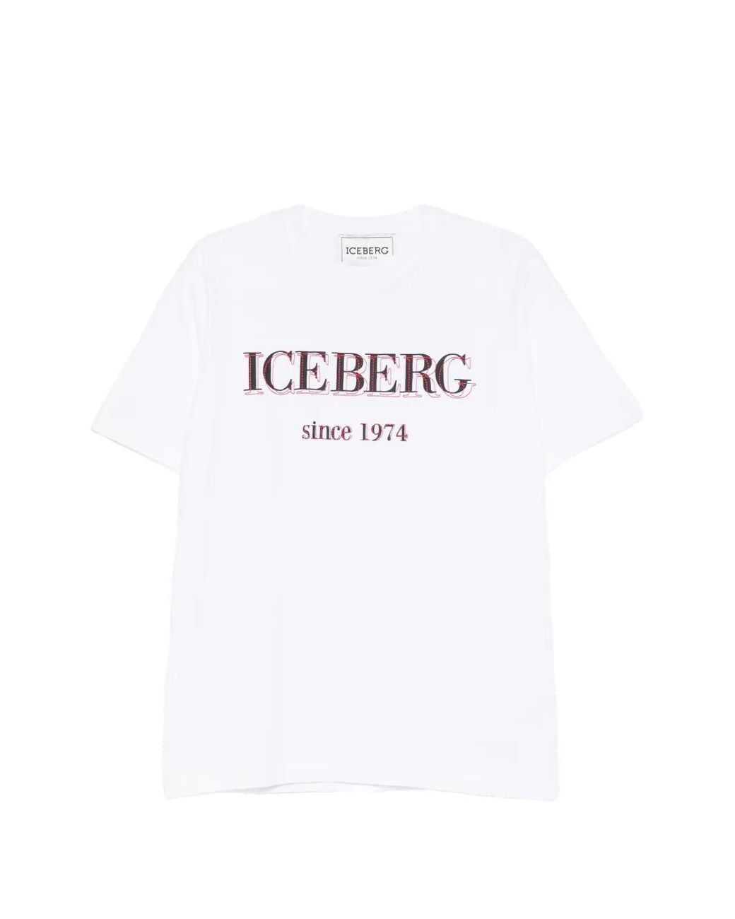 Iceberg White Logo-Embroidered Cotton T-Shirt for men