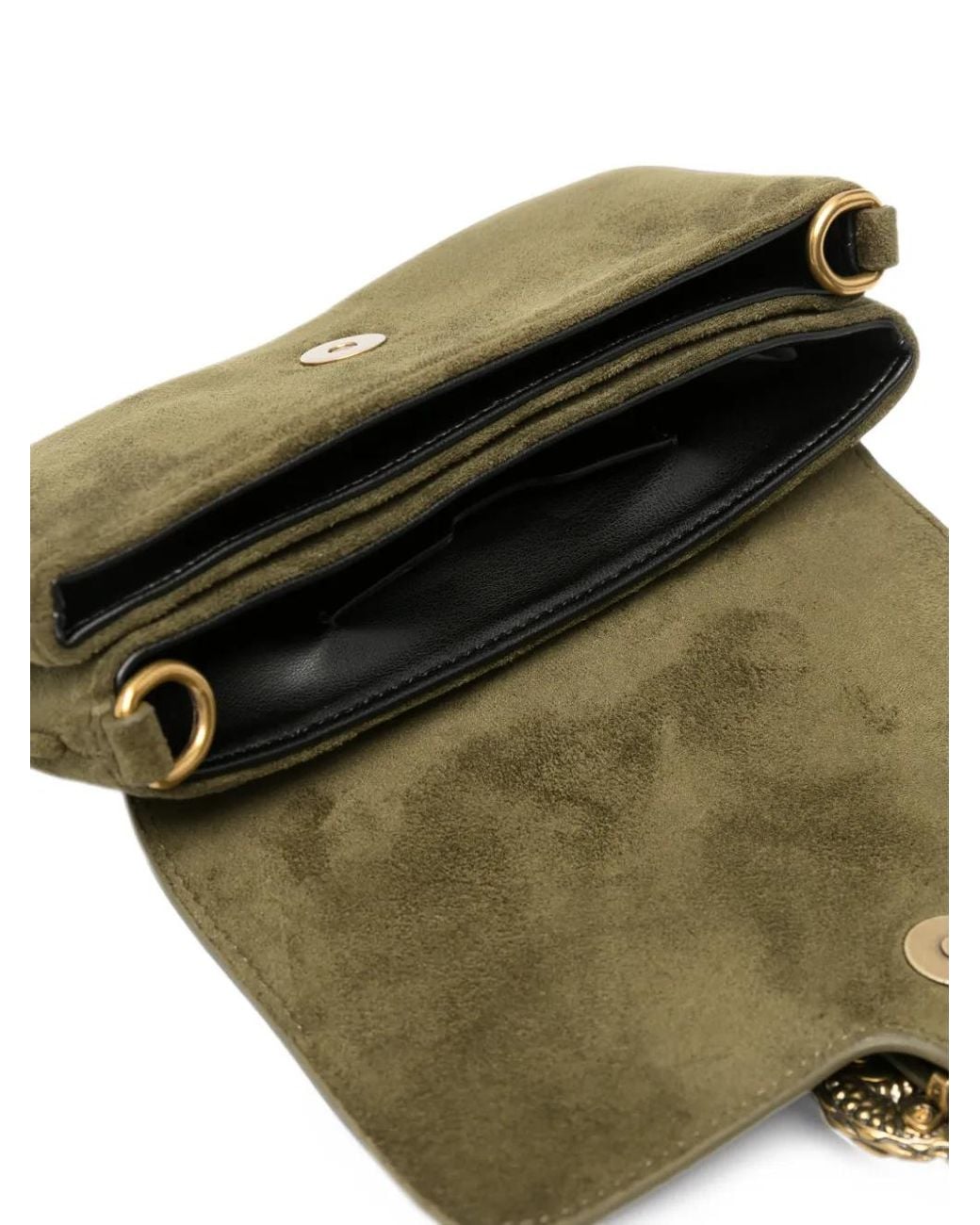 Just Cavalli Green Snake-Plaque Suede Clutch Bag
