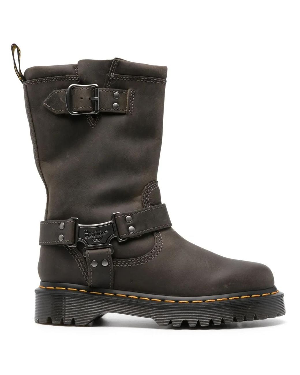 Dr. Martens Black Anistone Leather Biker Boots
