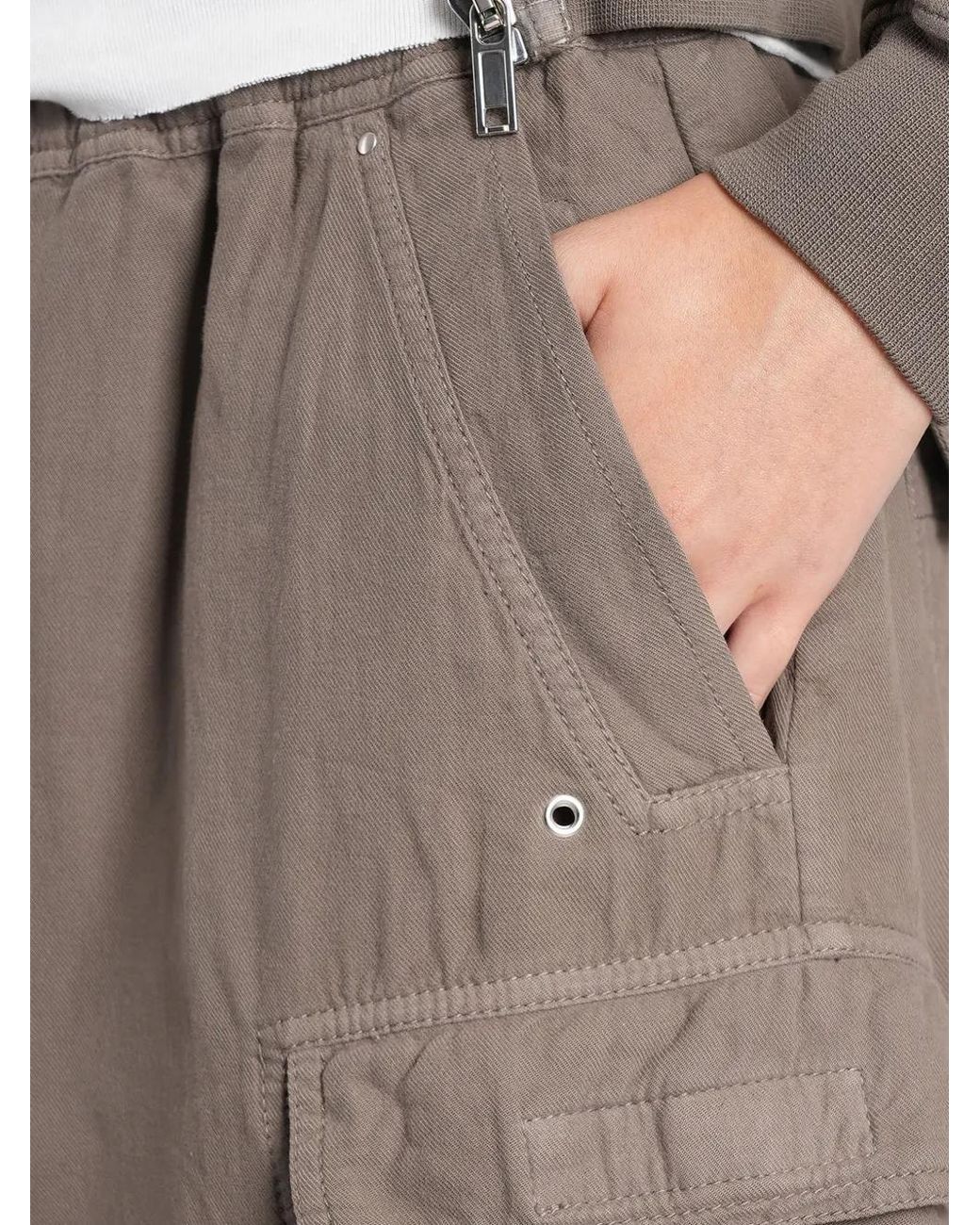 Rick Owens Gray Drawstring Cargo Pants