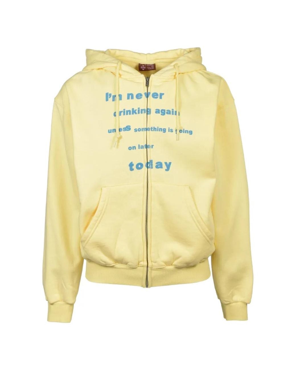 PRAYING Yellow Graphic-Print Zip-Up Hoodie