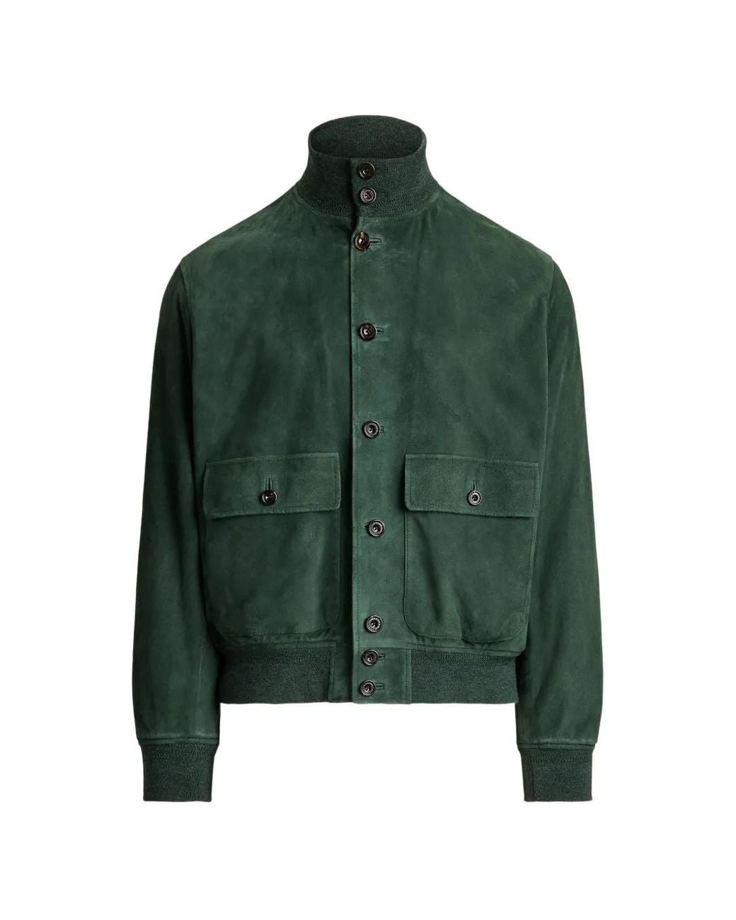 Ralph Lauren Green Veste En Daim À Col Montant for men