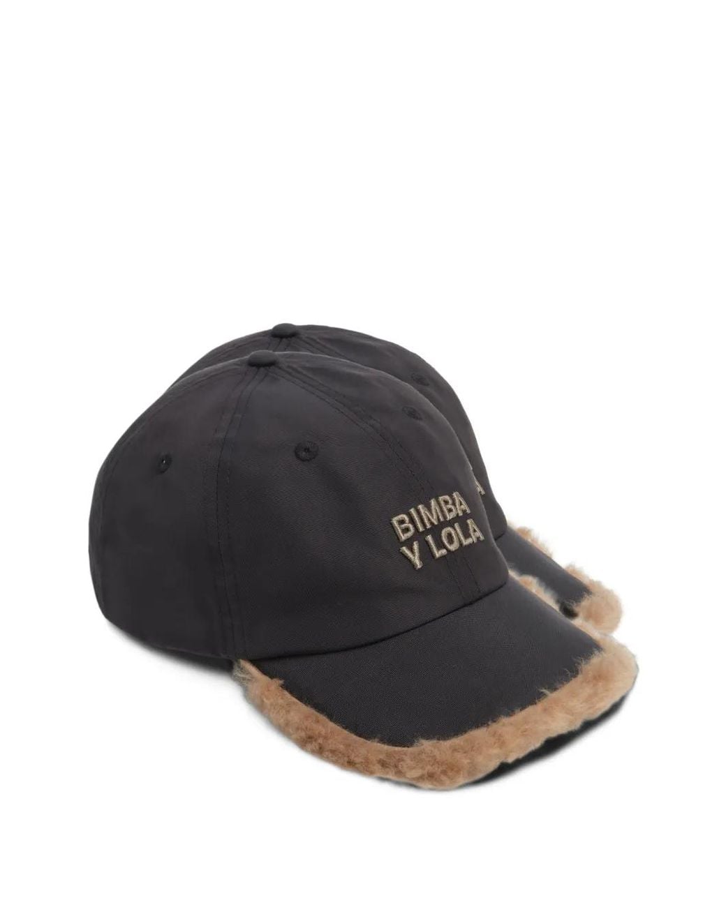 Bimba Y Lola Black Nylon And Fur Cap