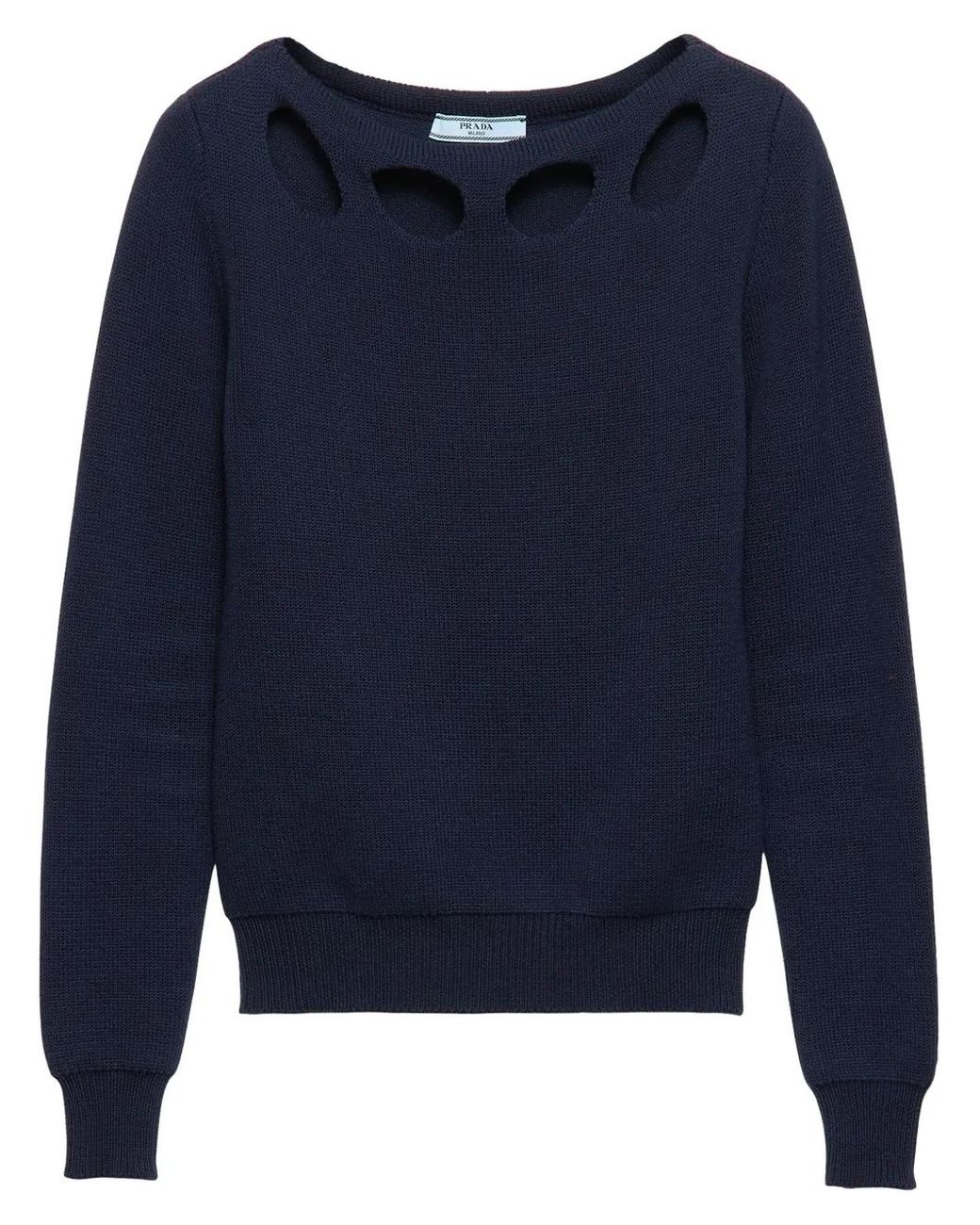 Prada Blue Pullover Mit U-Boot-Ausschnitt