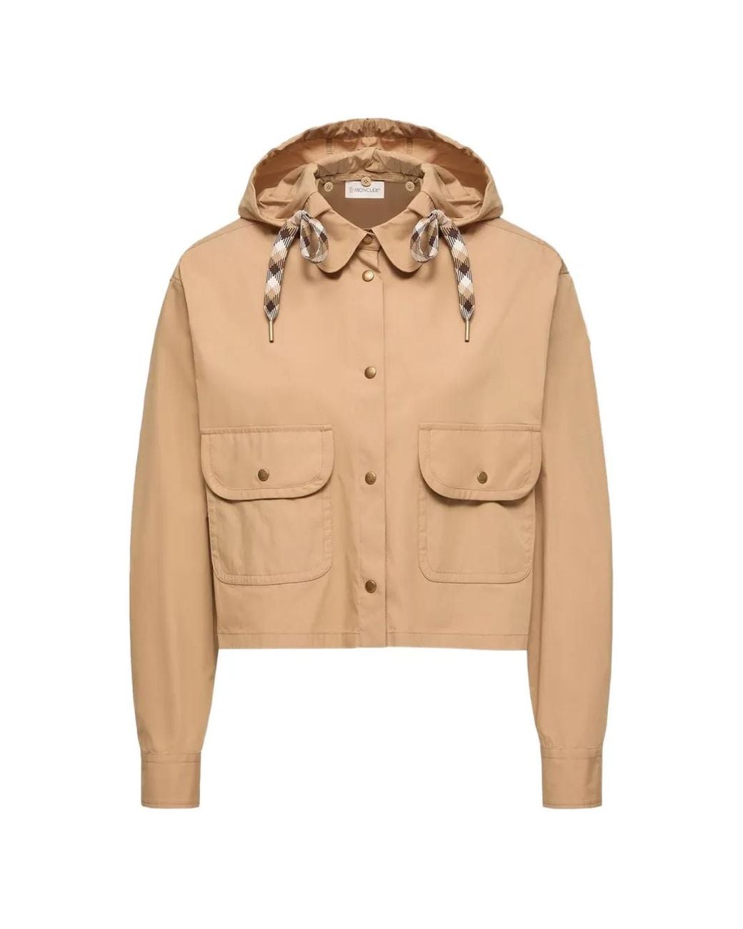 Moncler Natural Cotton Blend Hooded Shirt Jacket