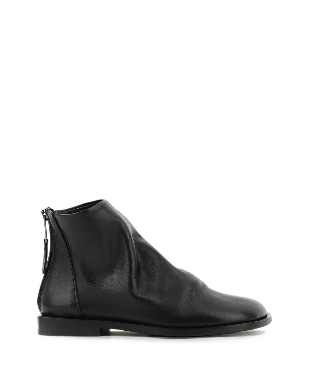 Elena Iachi Black Asymmetrical Zip-Fastening Ankle Boots