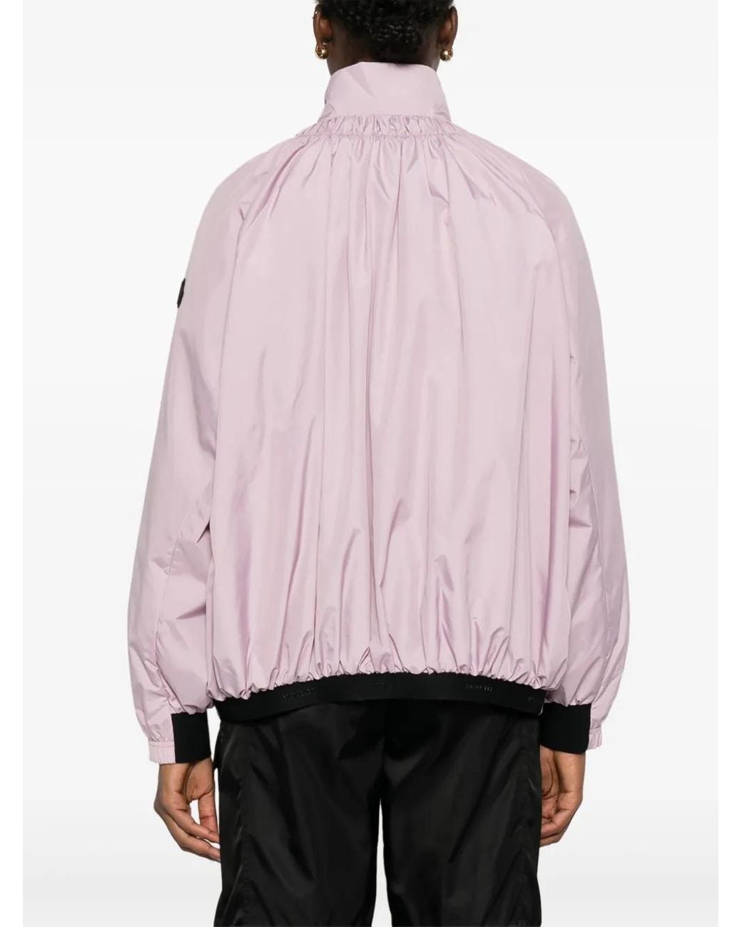Moncler Pink Valencay Drawstring-Neck Puff-Sleeve Jacket