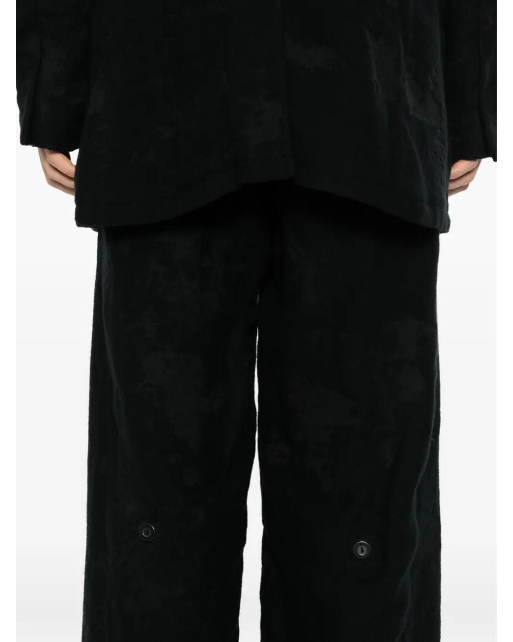Nude:mm Black Bleached-Effect Drawstring Trousers for men