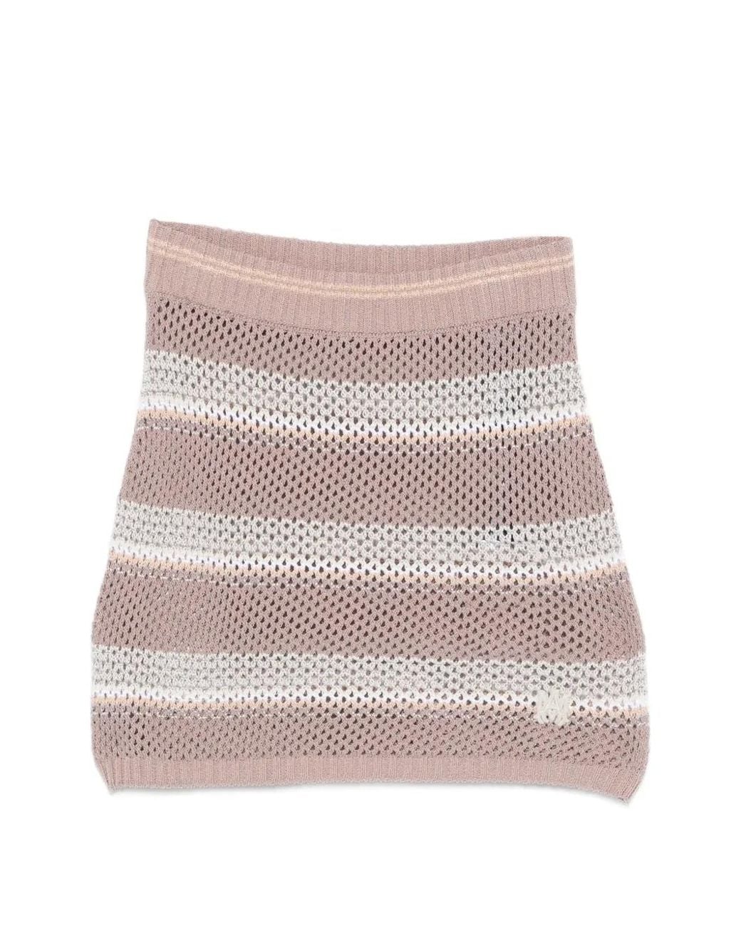Amiri Natural Ma Stripe Crochet Mini Skirt