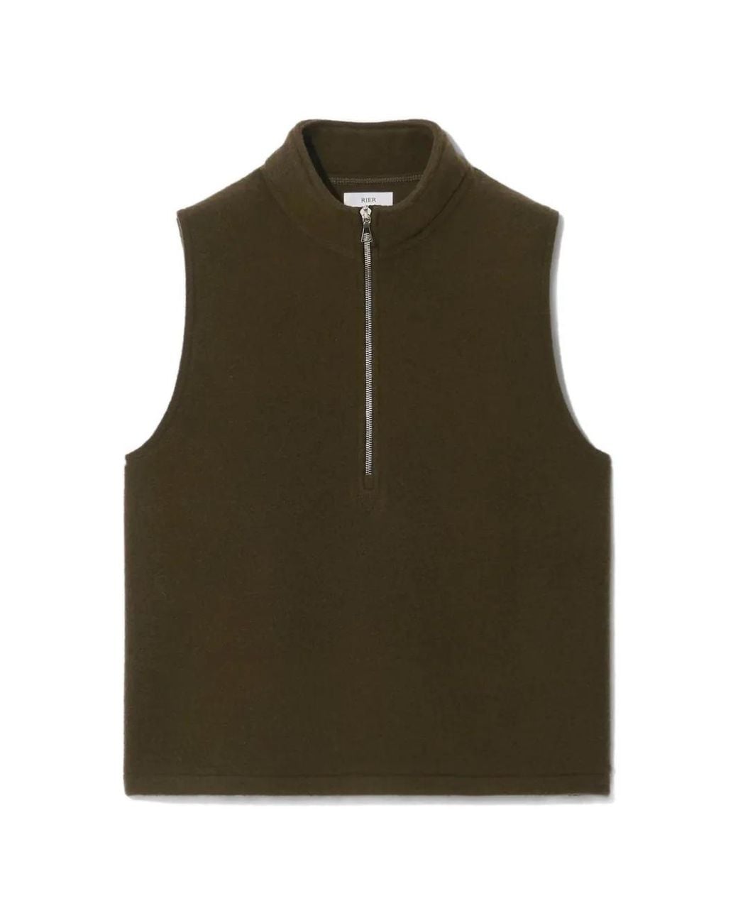 Rier Green Wool Half-Zip Gilet for men