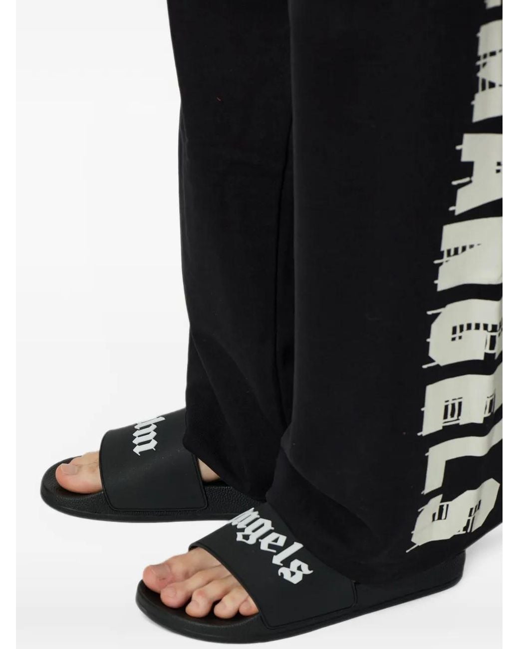 Palm Angels Black Logo-Print Slides for men
