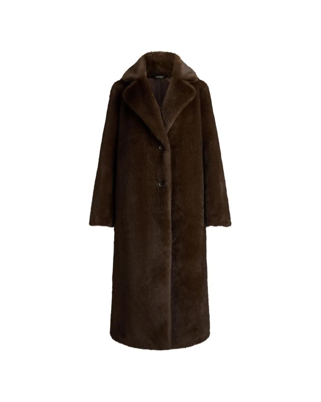 Ralph Lauren Brown Faux-Fur Reefer Coat