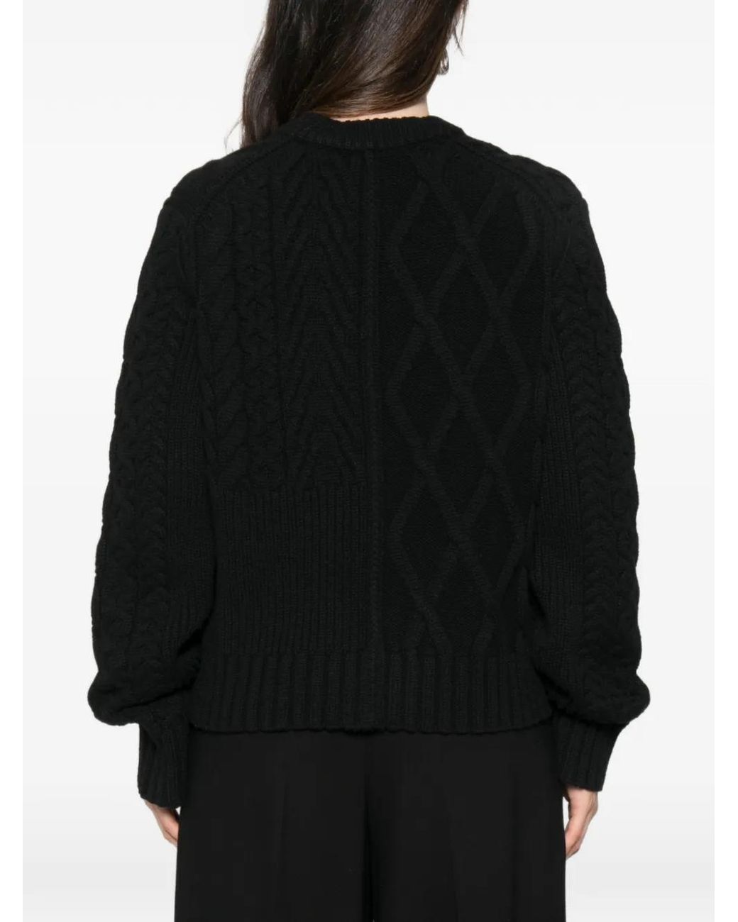 Bompard Black Pull En Maille Torsadée À Design Patchwork