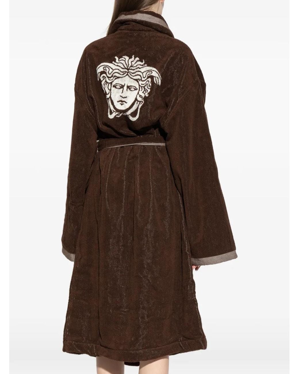 Versace Brown Cotton-Terry Jacquard Dressing Gown