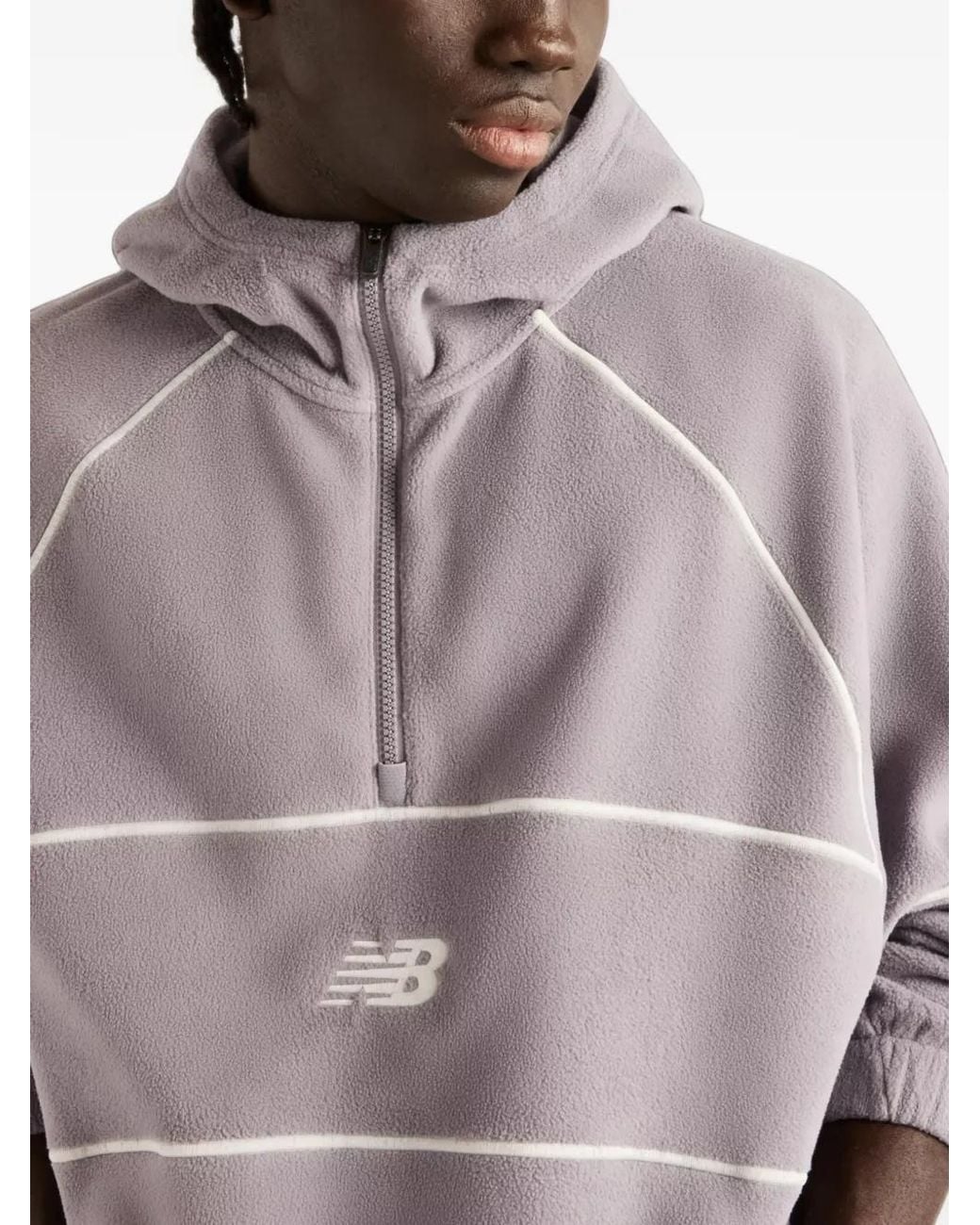New Balance Gray Trackside Polar Fleece Hoodie for men