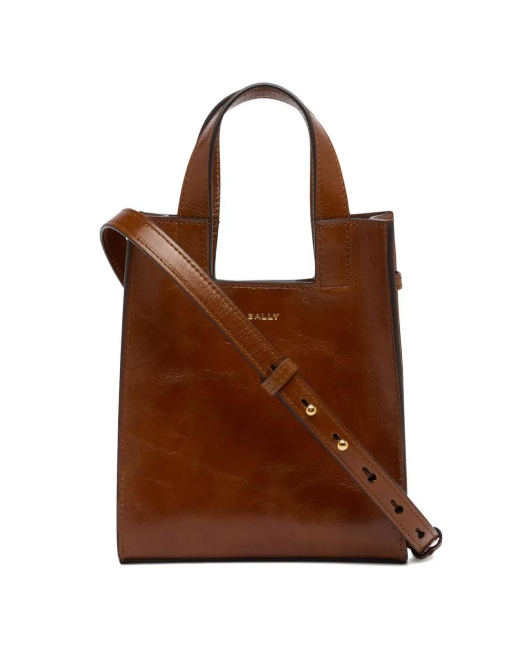 Bally Mini Easy Leather Tote Bag in Brown | Lyst
