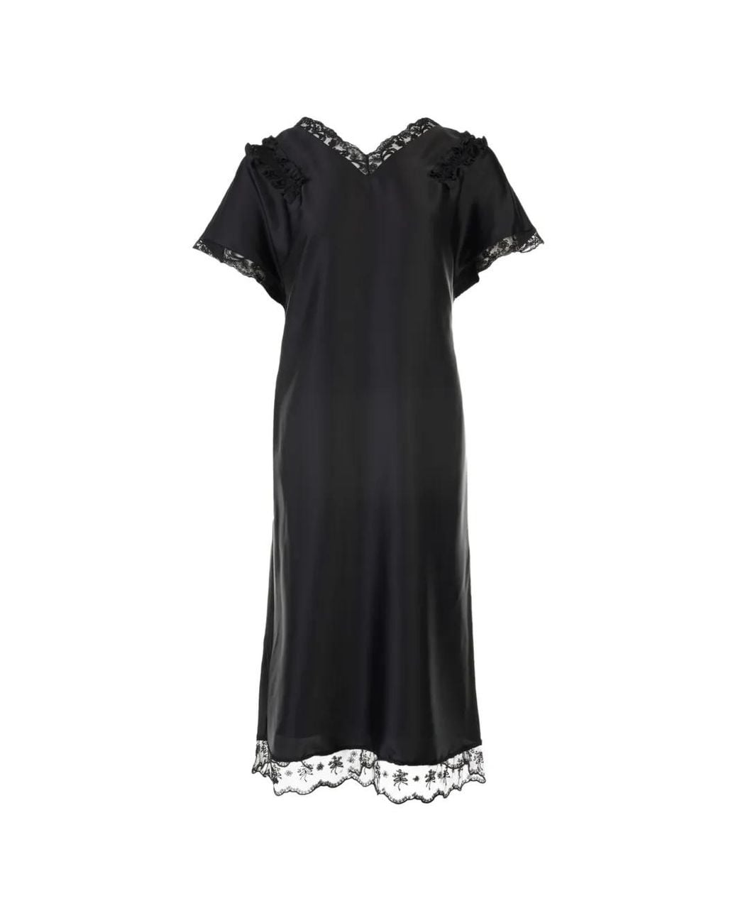 Simone Rocha Black Slash Lace Trim Easy Dress
