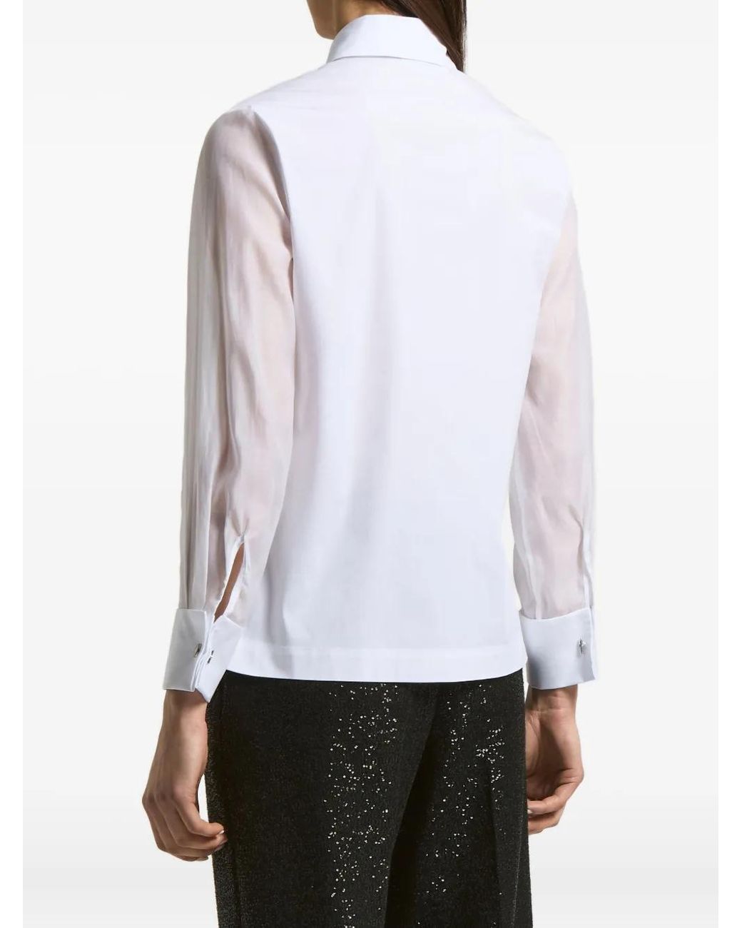 Peserico White Sheer-Sleeve Shirt