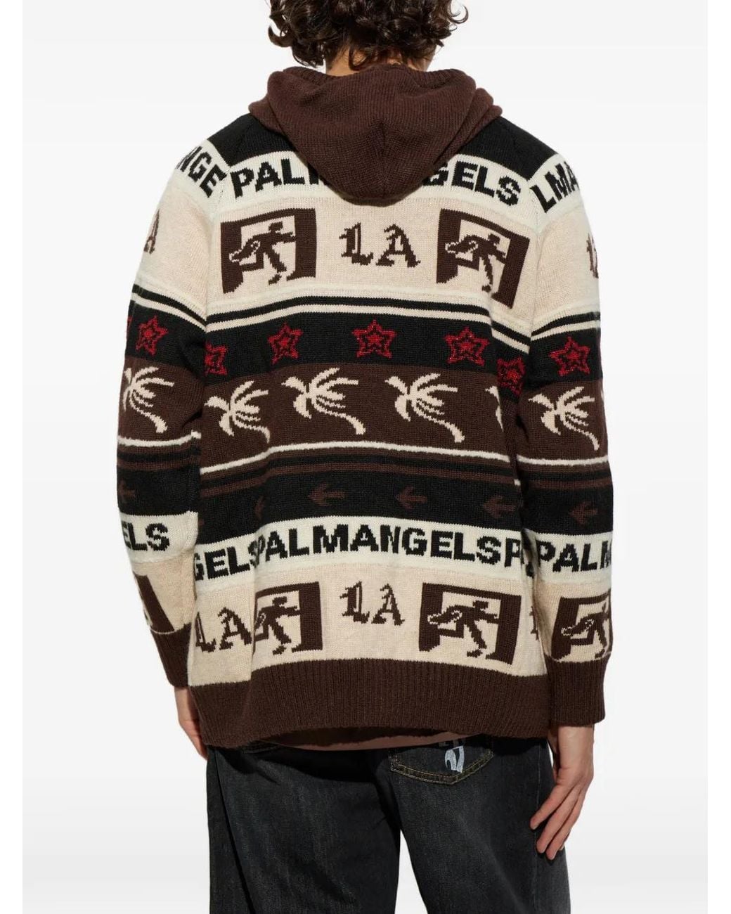 Palm Angels Black Patterned Hoodie for men