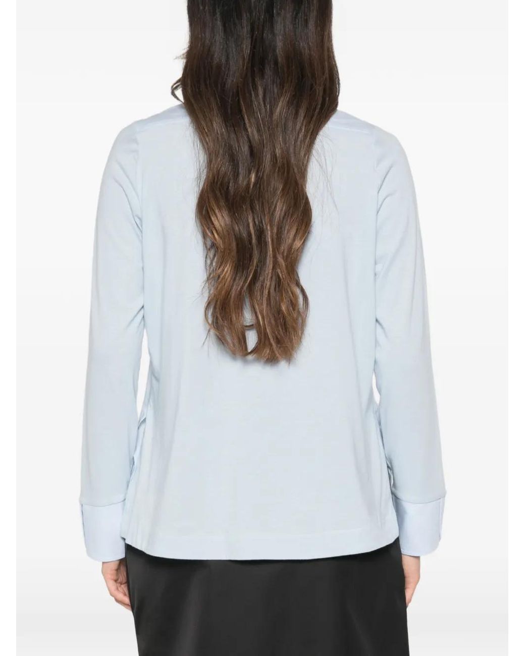 Whyci Blue Panelled Long-Sleeve Shirt