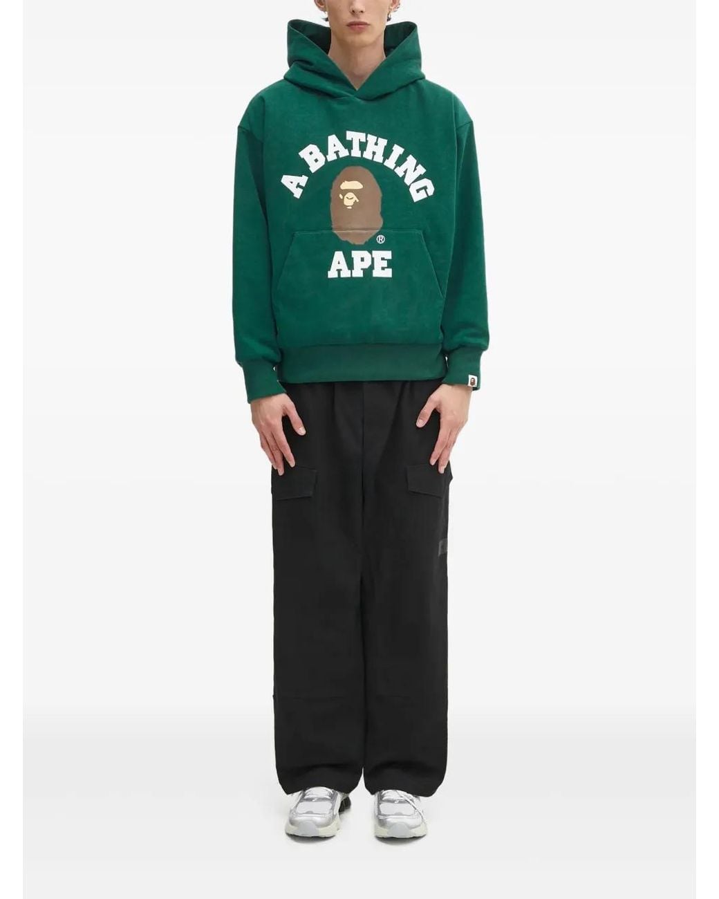 A Bathing Ape Green Hoodie À Logo Imprimé for men