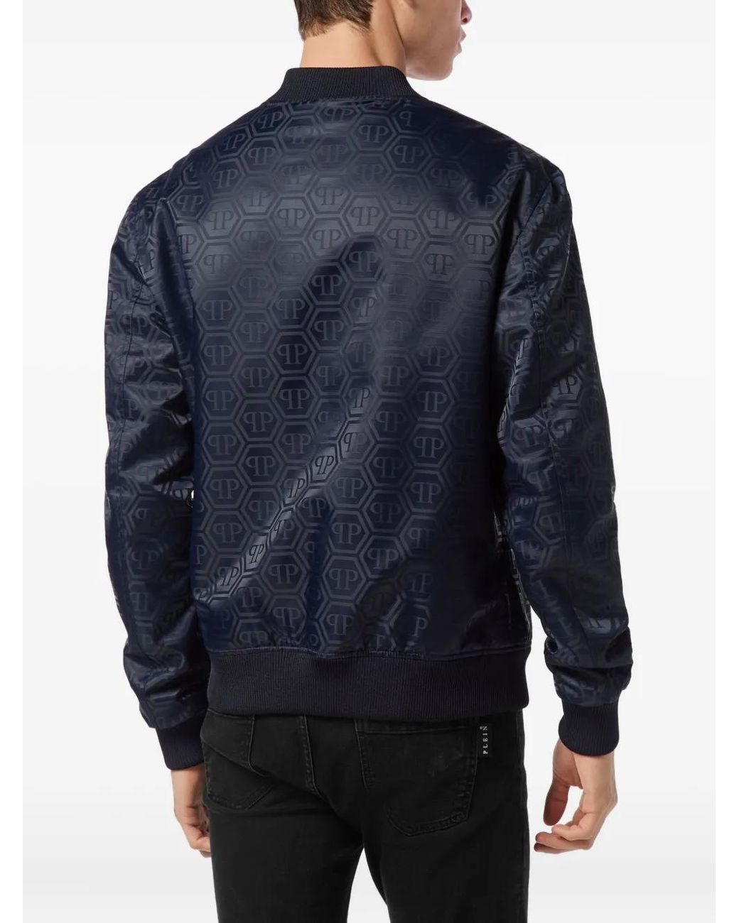 Chaqueta Bómber Con Monograma Philipp Plein de hombre de color Blue