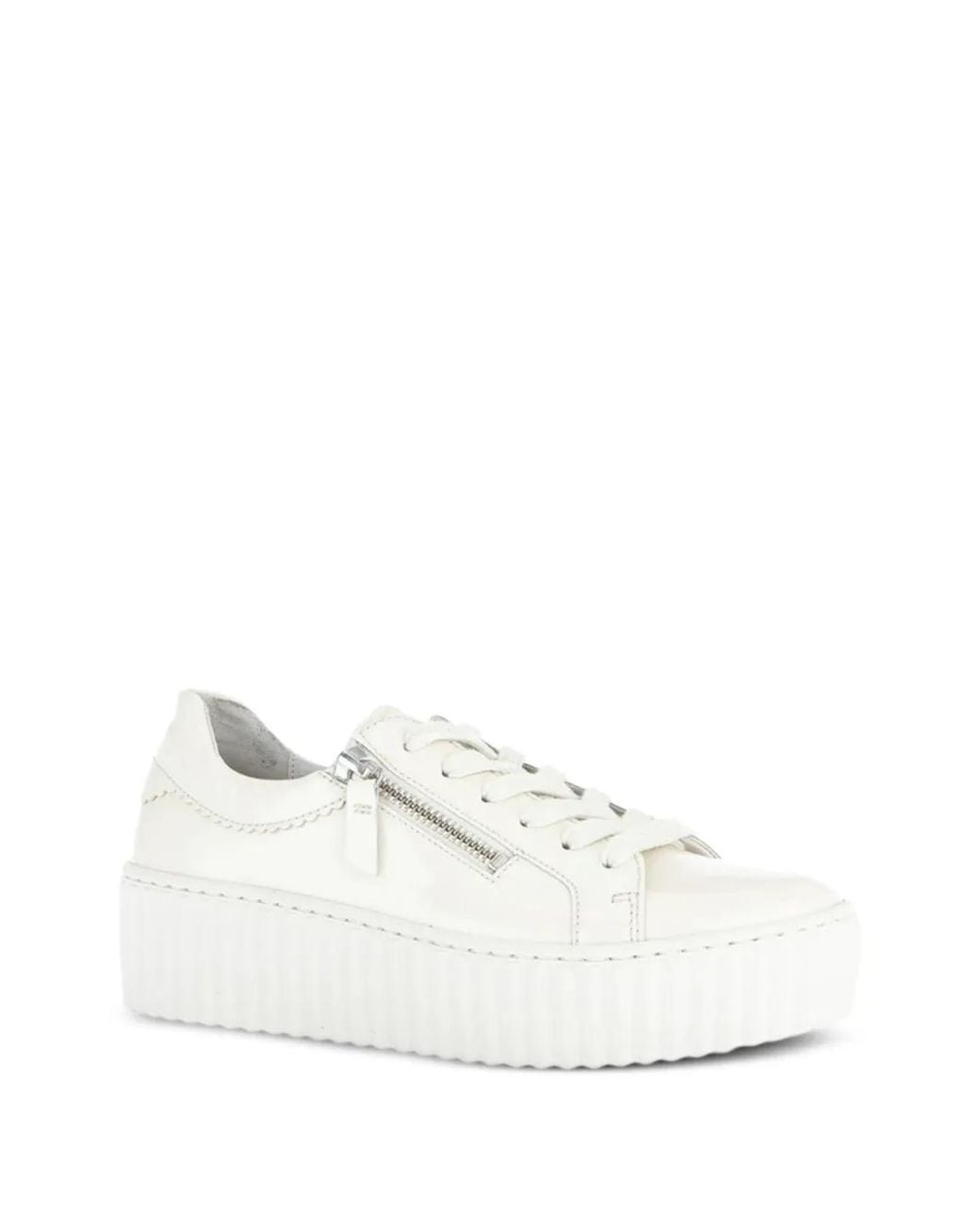 Gabor White Side-Zip Low-Top Sneakers