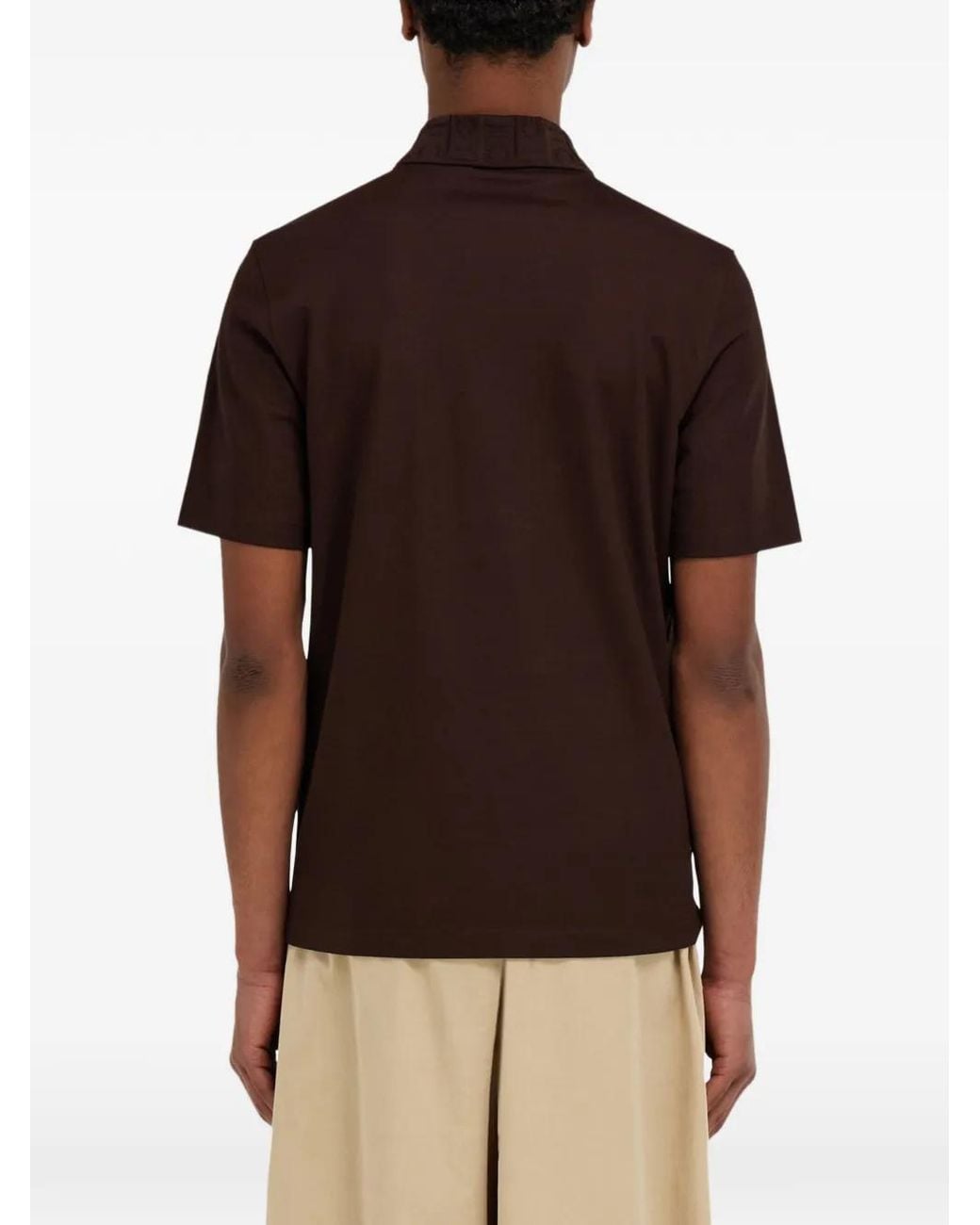 Ferragamo Red V-Neck Polo With Jacquard Pocket Detail for men