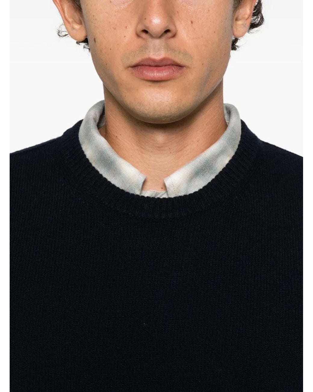 Roberto Collina Black Crew-Neck Wool Sweater for men