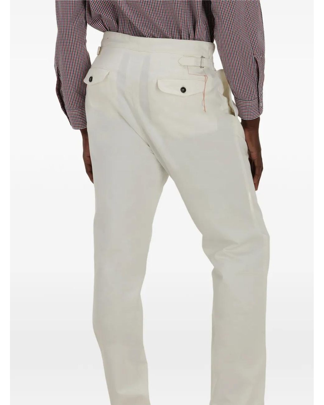 Fortela White Front-Pleat Trousers for men