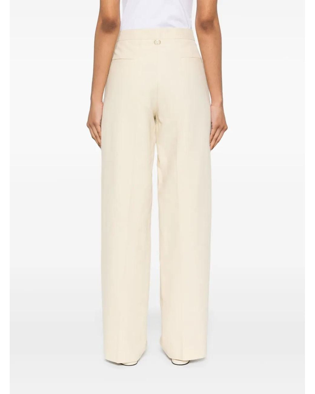 Twinset White Logo-Plaque Trousers