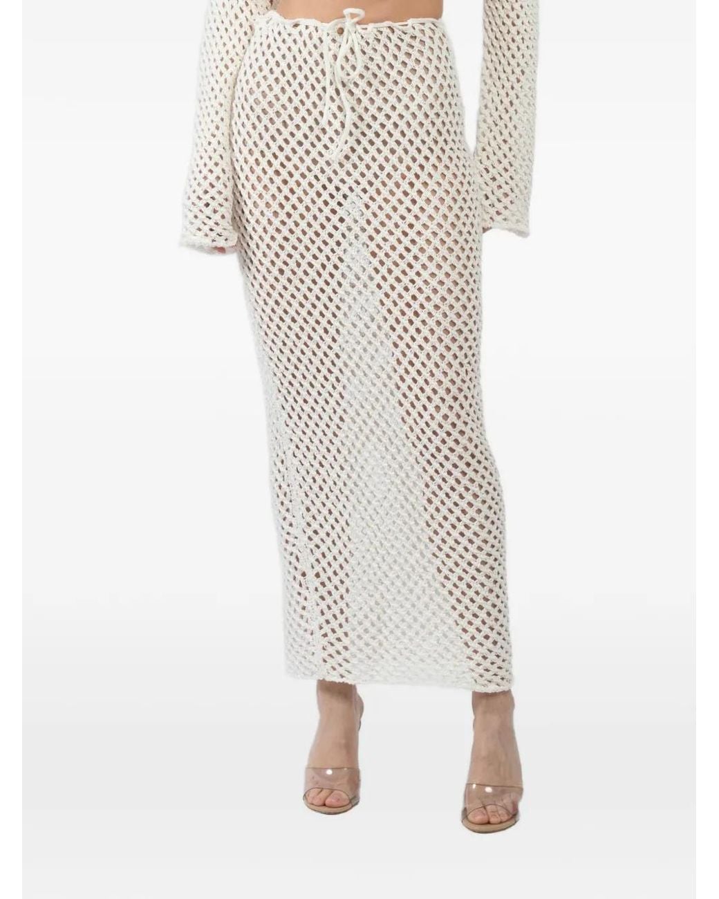Bananhot Gray Open-Knit Skirt