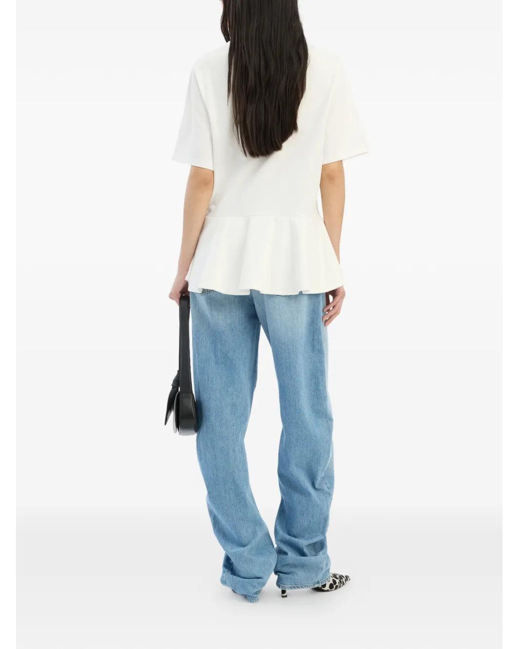 ROTATE BIRGER CHRISTENSEN Blue Draped Barrel Leg Jeans Light Denim