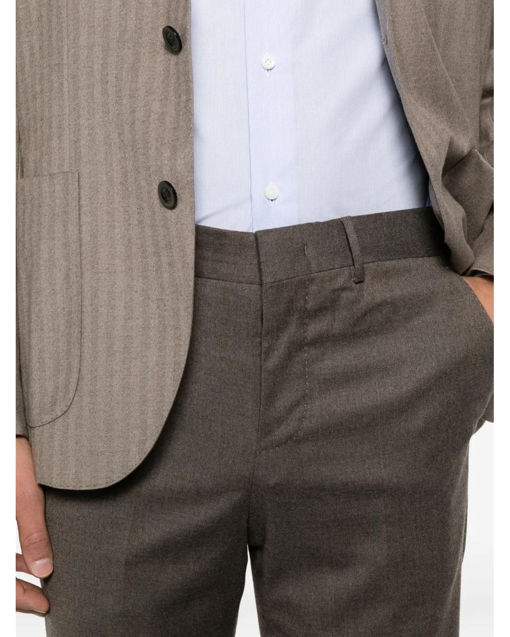 PT Torino Gray Belt-Loopes Trousers for men