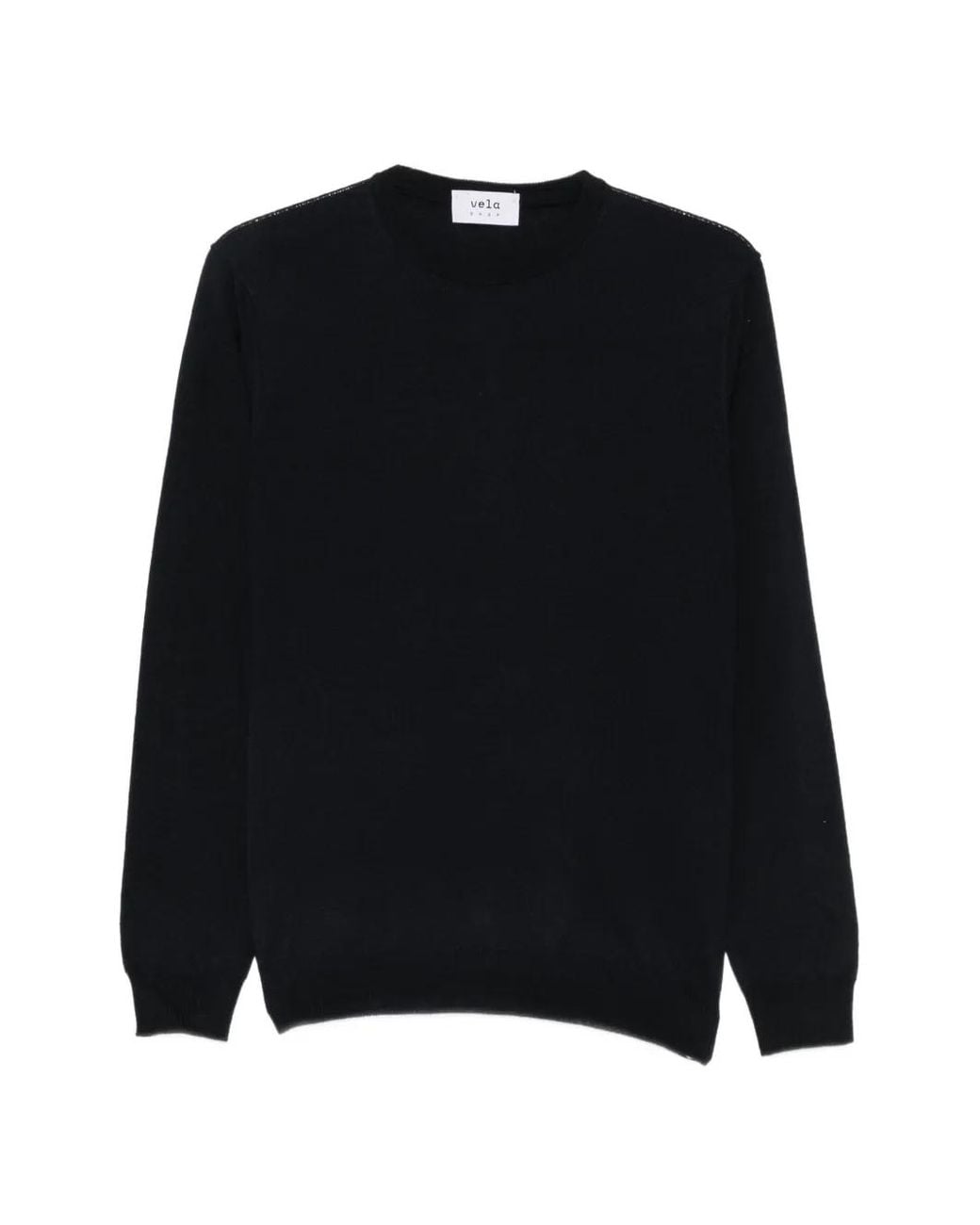 VELA SHOP Black Crew-Neck Long-Sleeve Sweater for men