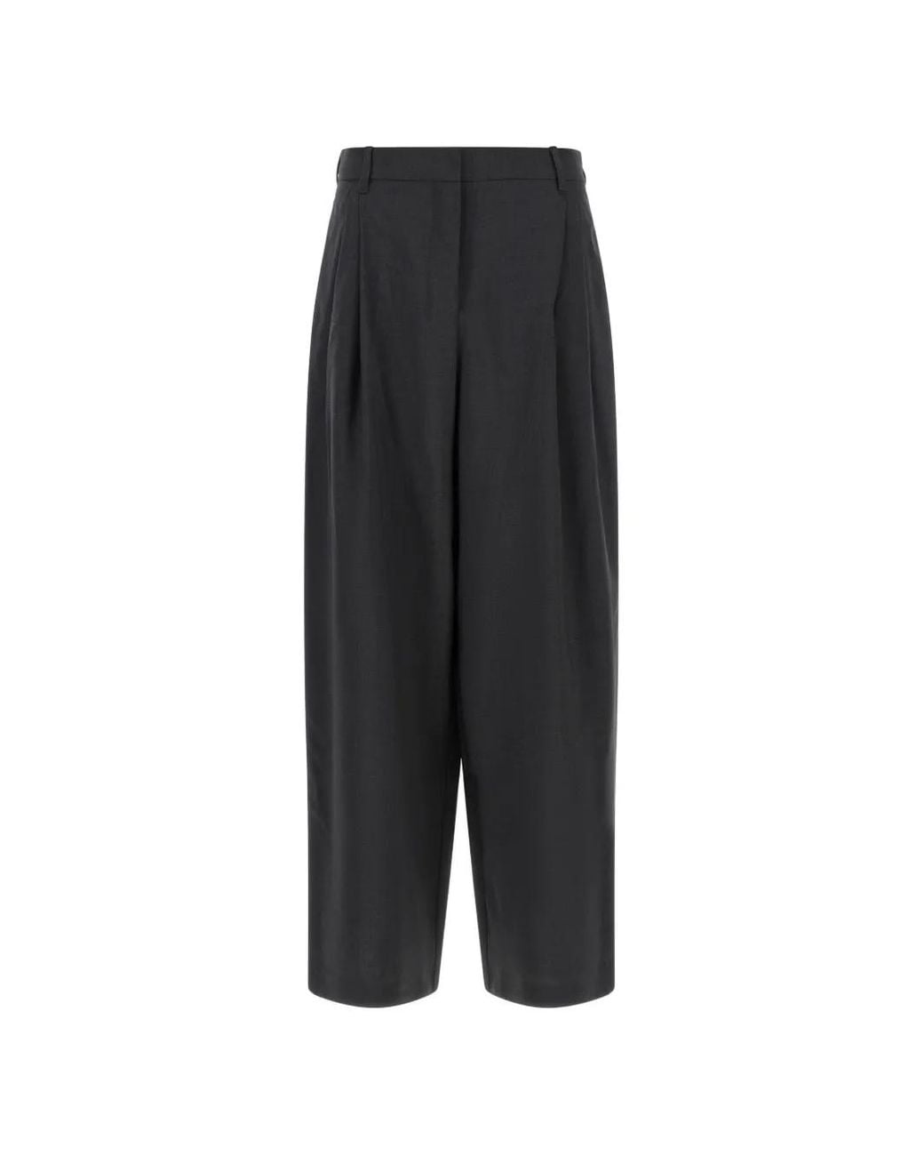 Max Mara Black Pleated Wool Trousers