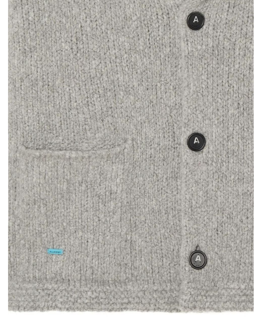 Alanui Gray Shawl-Collar Button Cardigan for men