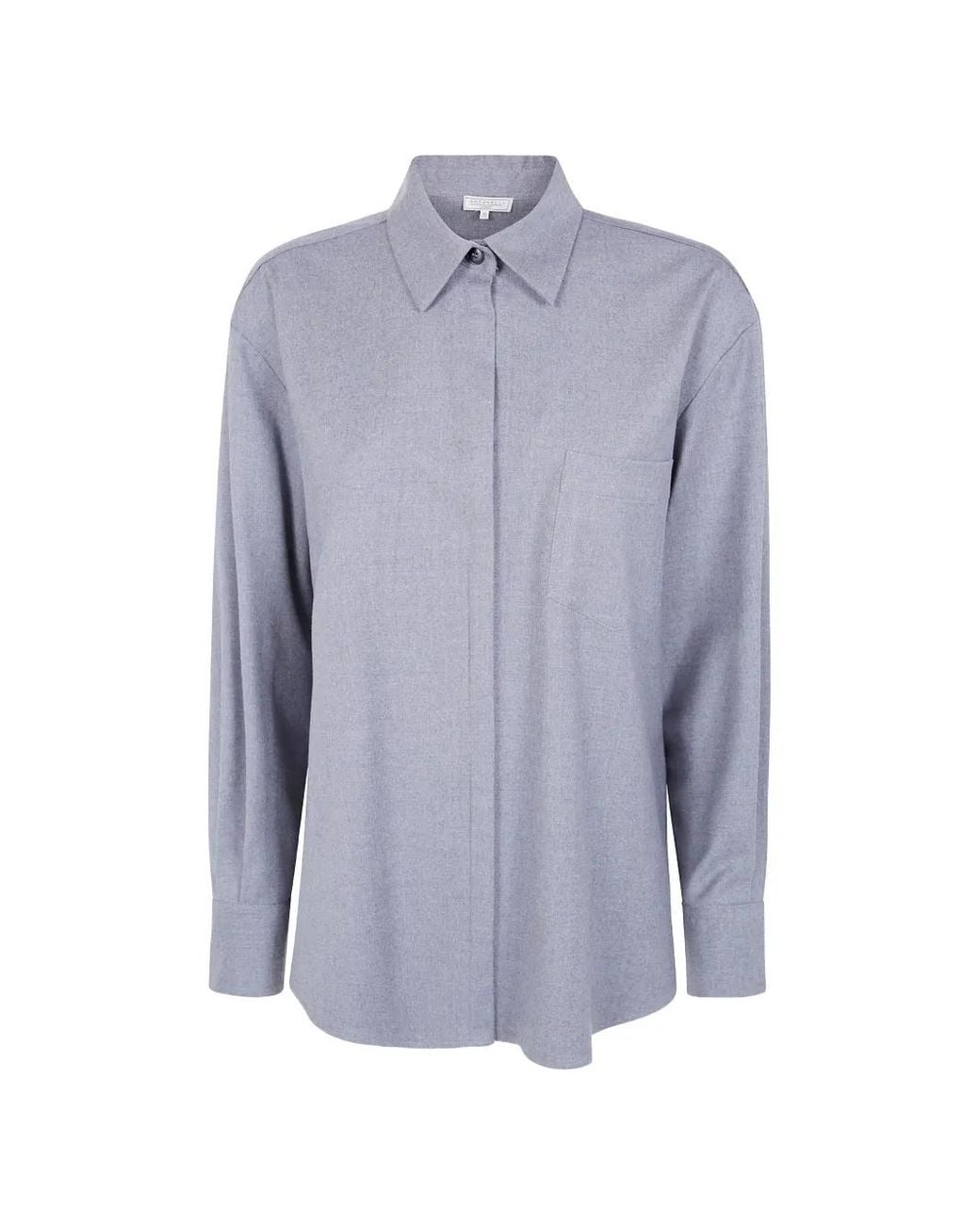 Antonelli Blue Chest-Pocket Wool Shirt